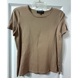 Jones New York M Tan Short Sleeve Knit Top Basic Career Casual